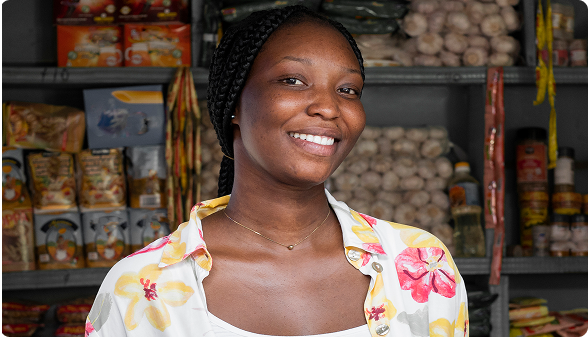 African trader in marketplace